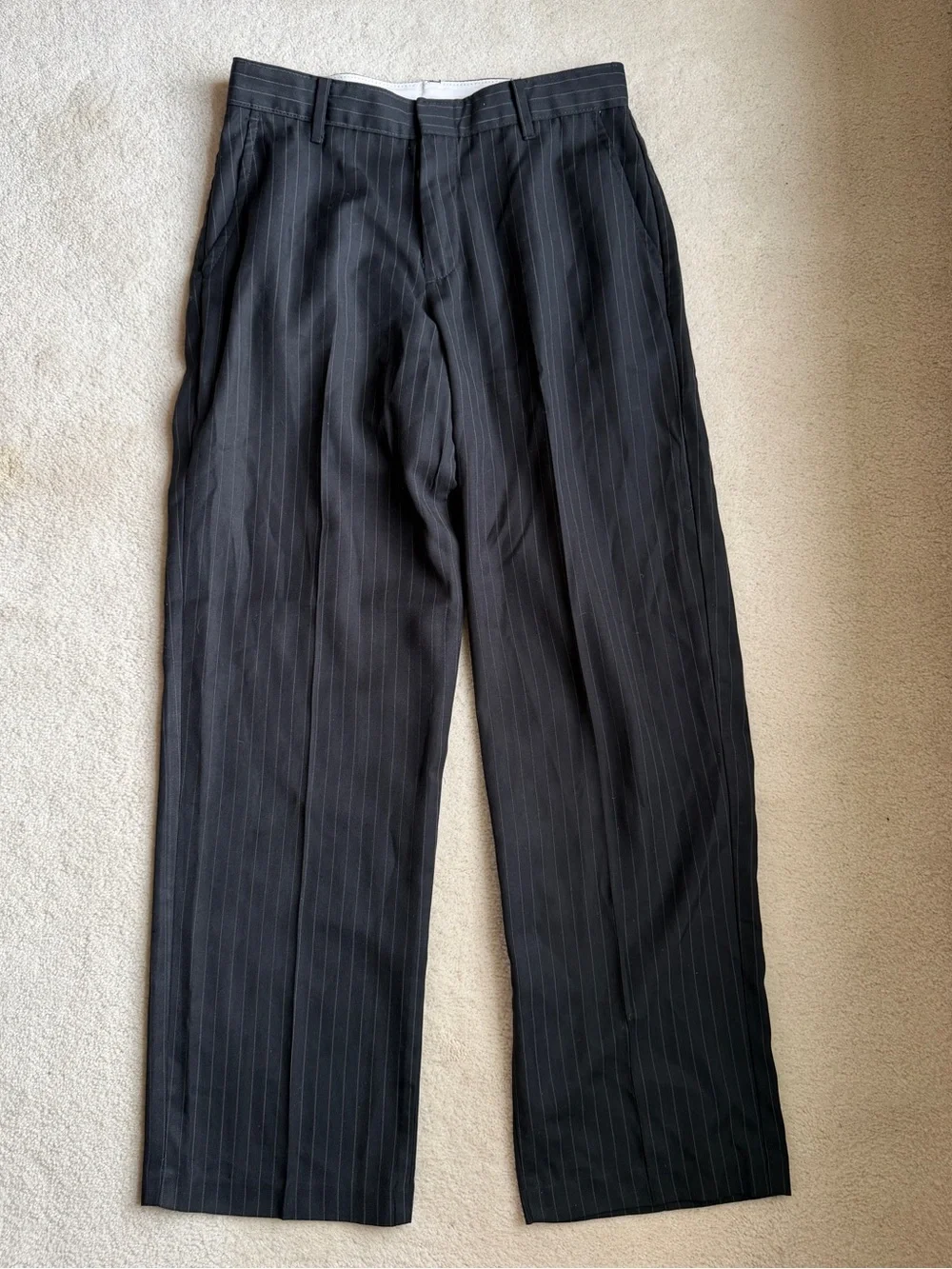 Chaps 2 piece Black Pinstripe Suit jacket coat pants Boys Size 14